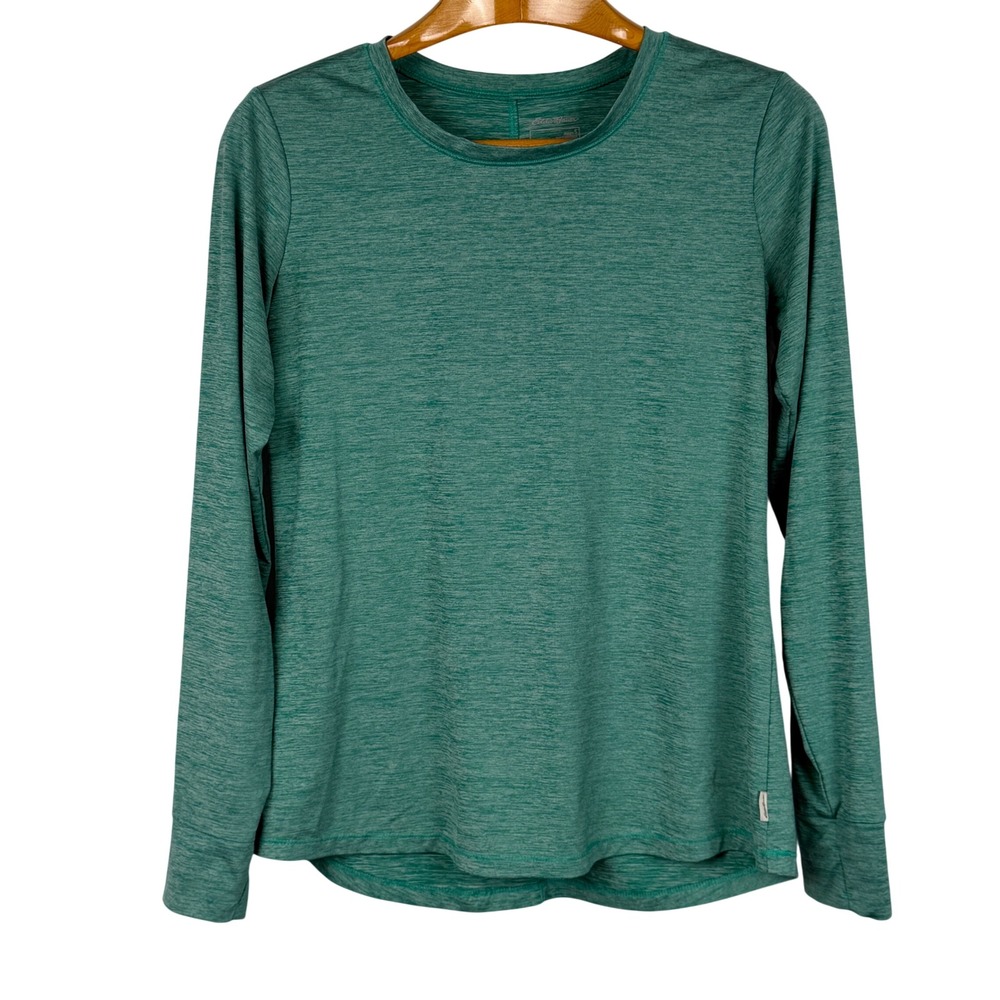 Eddie Bauer Long Sleeve Active Top Small Teal Green Heathered Thumbhole Stretch